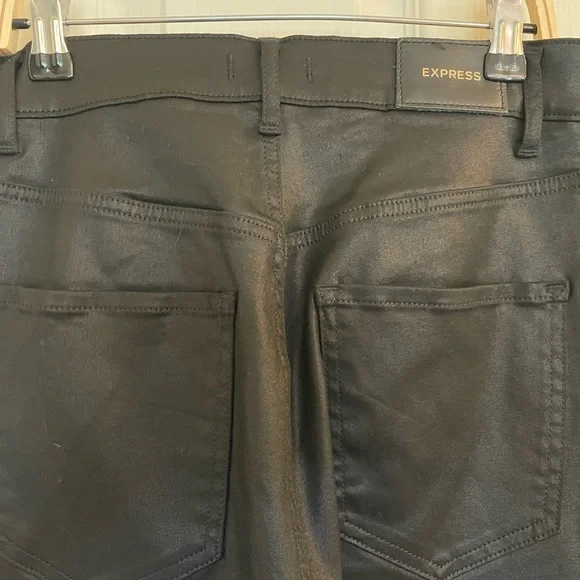 EXPRESS High Waisted Black Coated Skinny Jeans - Picture 4 of 7